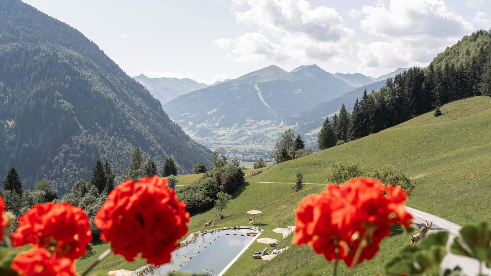 Das Grabnergut mit Blick auf das Gasteinertal